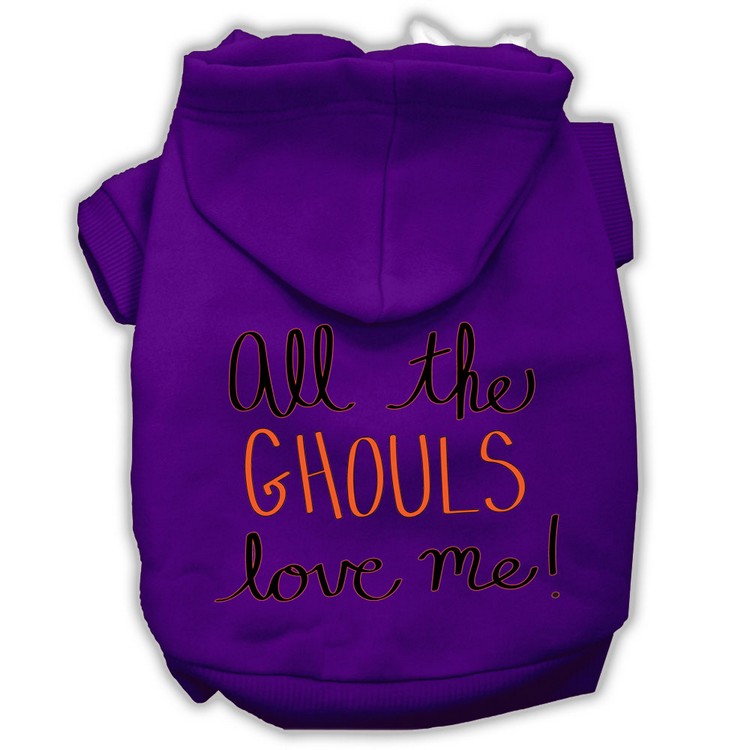 All the Ghouls Screenprint Dog Hoodie Purple XS